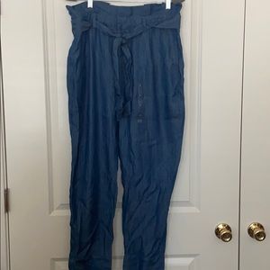 High waist, tie front, denim pants